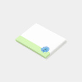 Blaue Blume grüne Umrandung Post-it Klebezettel (angewinkelt)