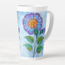 Blaue Blume Halftone auf Blau Fine Art Milchtasse