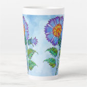 Blaue Blume Halftone auf Blau Fine Art Milchtasse (Vorderseite)