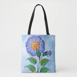 Blaue Blume Halftone auf Blau Fine Art Tasche