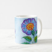 Blaue Blume Halftone auf blauem Fine Art Kaffeetasse (VorderseiteRechts)