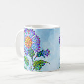 Blaue Blume Halftone auf blauem Fine Art Kaffeetasse (Vorderseite Links)