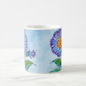 Blaue Blume Halftone auf blauem Fine Art Kaffeetasse (Mittel)