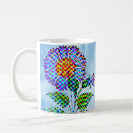 Blaue Blume Halftone auf blauem Fine Art Kaffeetasse