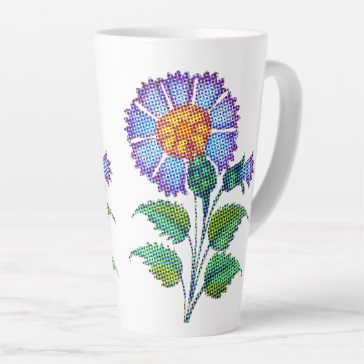 Blaue Blume Halftone Fine Art Milchtasse (Rechte Ecke)