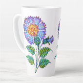 Blaue Blume Halftone Fine Art Milchtasse (Linke Ecke)