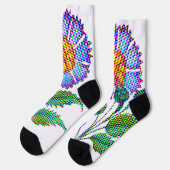 Blaue Blume Halftone Fine Art Socken (Linkes Detail)