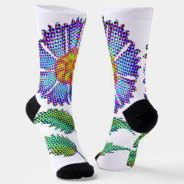 Blaue Blume Halftone Fine Art Socken