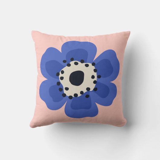 Blaue Blume hellrosa Kissen (Rückseite)