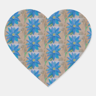 Blaue Blume Herz-Aufkleber