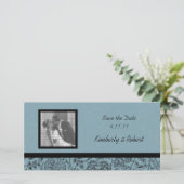 Blaue Blume-Hintergrundbilder Hochzeit speichern S Save The Date (Stehend Vorderseite)