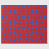 Blaue Blume in Rot Geschenkpapier (Flach)
