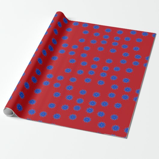 Blaue Blume in Rot Geschenkpapier (Ungerollt)