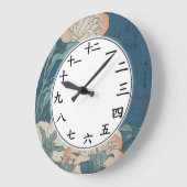 Blaue Blume Japanischer oder chinesischer Zahlenuh Große Wanduhr (Winkel)