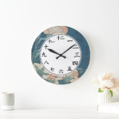 Blaue Blume Japanischer oder chinesischer Zahlenuh Große Wanduhr (Zuhause)
