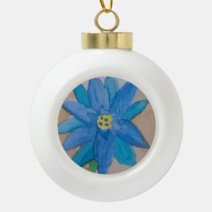Blaue Blume Keramik Kugel-Ornament