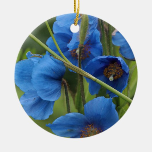 Blaue Blume Keramik Ornament (Vorne)