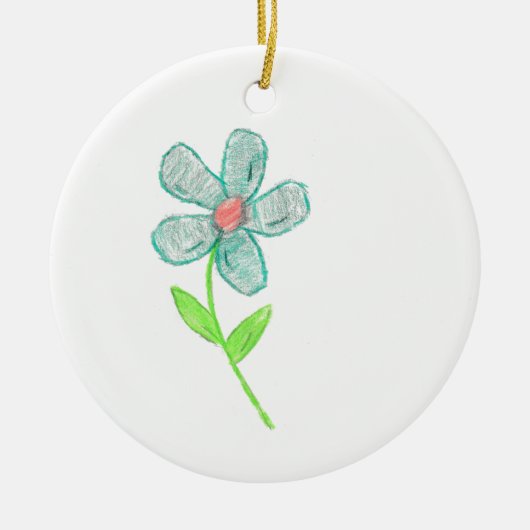 Blaue Blume Keramik Ornament (Vorne)