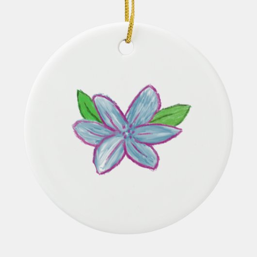 Blaue Blume Keramik Ornament (Vorne)