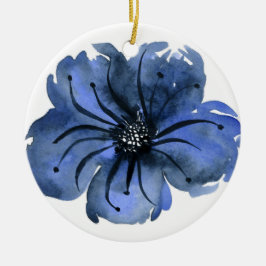 Blaue Blume Keramik Ornament
