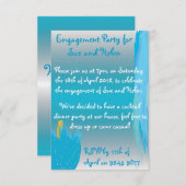 Blaue Blume laden ein Einladung (Vorne/Hinten)