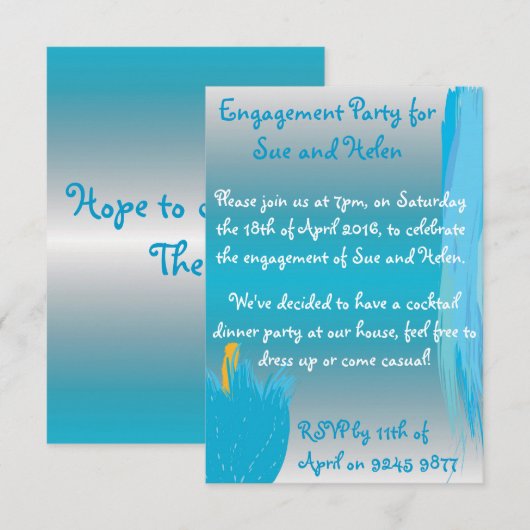 Blaue Blume laden ein Einladung (Vorne/Hinten)