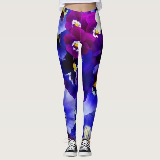 Blaue Blume Leggings (Vorderseite)