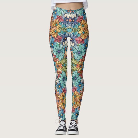 Blaue Blume Leggings (Vorderseite)
