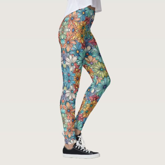 Blaue Blume Leggings (Rechts)