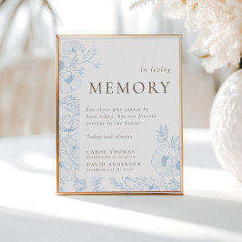 Blaue Blume Linie Kunst im Gedächtnis Poster