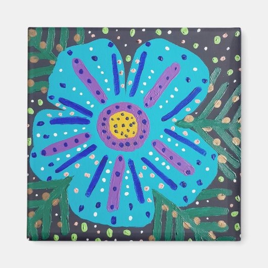 Blaue Blume Magnet (Vorne)