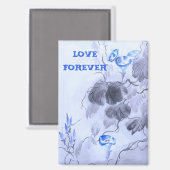 Blaue Blume Magnet (Vorderseite/Rückseite)