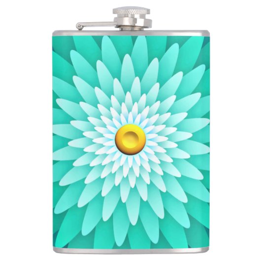 Blaue Blume Mandala-68566 Flachmann (Vorderseite)