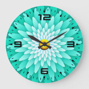 Blaue Blume Mandala-68566 Große Wanduhr