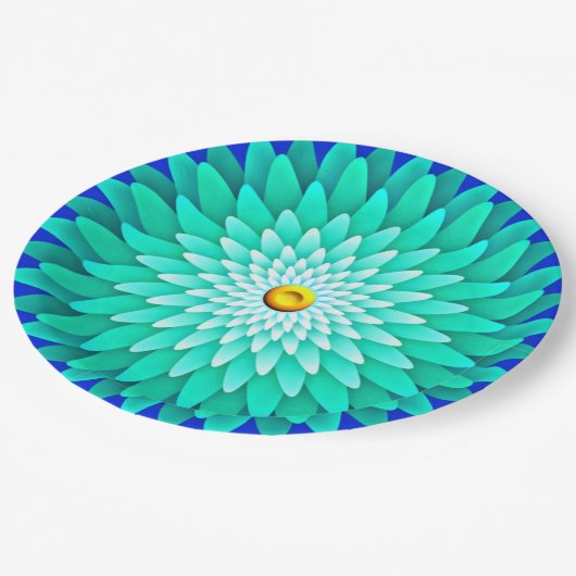 Blaue Blume Mandala-68566 Pappteller (Schrägansicht)