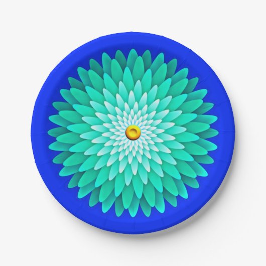 Blaue Blume Mandala-68566 Pappteller (Vorderseite)