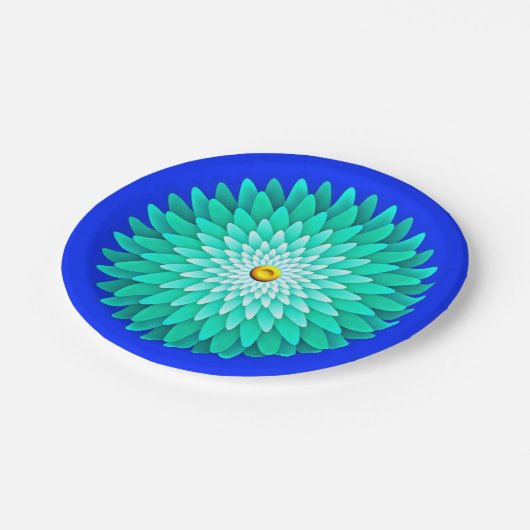 Blaue Blume Mandala-68566 Pappteller (Schrägansicht)
