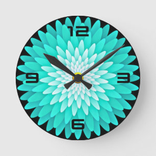 Blaue Blume Mandala-68566 Runde Wanduhr