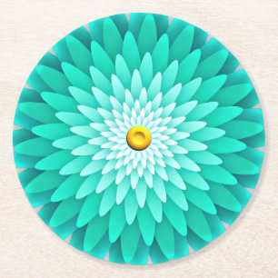 Blaue Blume Mandala-68566 Runder Pappuntersetzer
