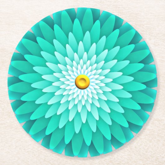 Blaue Blume Mandala-68566 Runder Pappuntersetzer (Vorderseite)