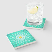 Blaue Blume Mandala-68566 Steinuntersetzer (Seitenansicht)