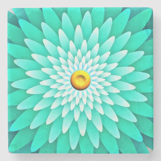 Blaue Blume Mandala-68566 Steinuntersetzer (Vorderseite)