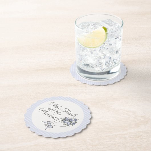 Blaue Blume Markt Frisches Brautparty Untersetzer (Vor Ort)