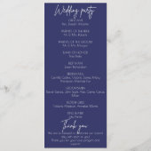 Blaue Blume Minimalistische Hochzeit Programm (Rückseite)