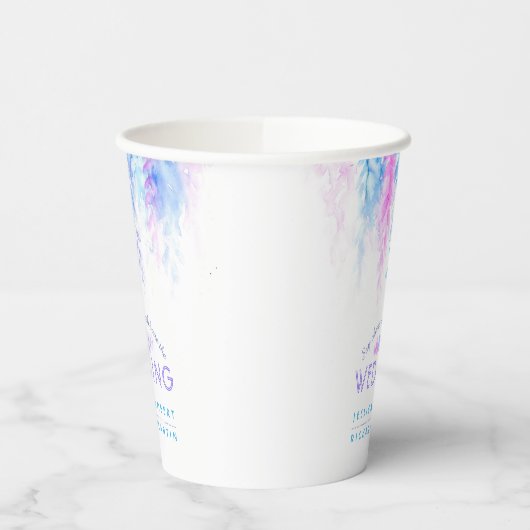 Blaue Blume mit Blumen Pappbecher (Links)