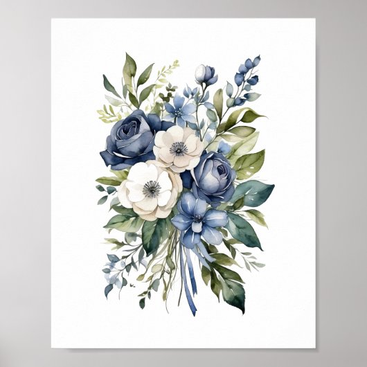 Blaue Blume mit Blumen Poster (Vorne)