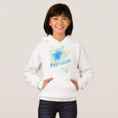 Blaue Blume mit Grün Hoodie (Vorne ganz)