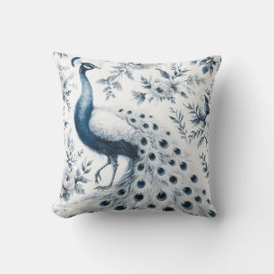 Blaue Blume mit Pfau Kissen