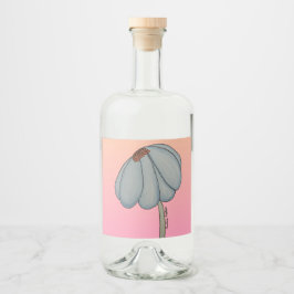 Blaue Blume mit rosa Hintergrund Alkoholflaschenetikett