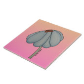 Blaue Blume mit rosa Hintergrund Fliese (Seite)